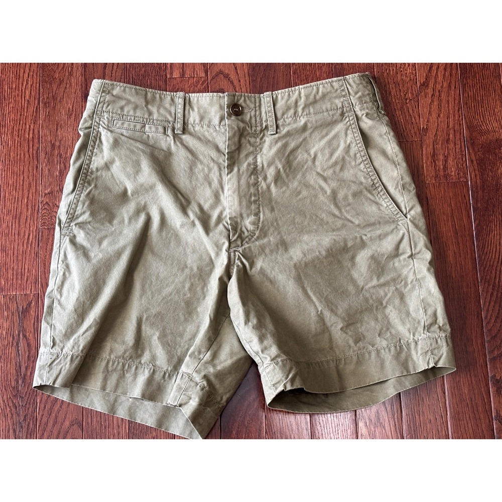 Buck Mason Mens Size 29 Olive Green Khaki Cotton Twill Deck Shorts BM14132.832